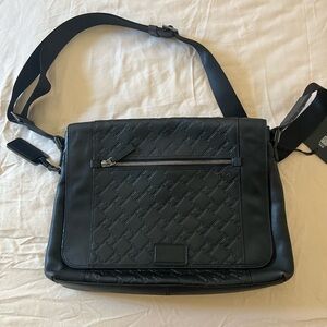 NEW Tumi Ticon Black Leather Messenger Bag